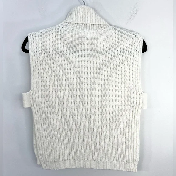 StilEstro Italy ivory cowl neck wool alpaca blend open side sleeveless sweater - Picture 5 of 14